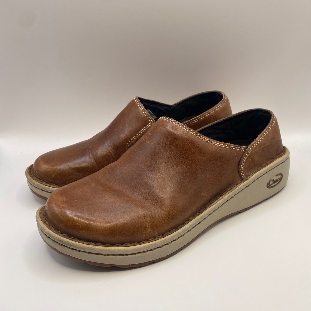 Chaco Zaagh Vibram Gunnison Brown Leather Slip On Clogs Shoes Womens 8 J102588‎